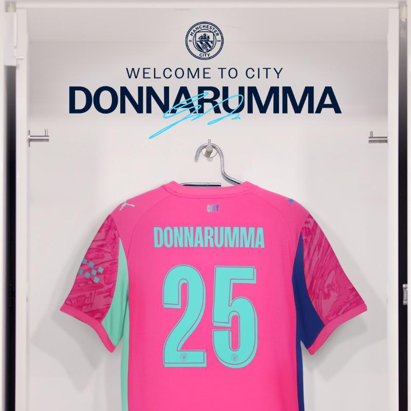 官方：多纳鲁马将身披曼城25号球衣